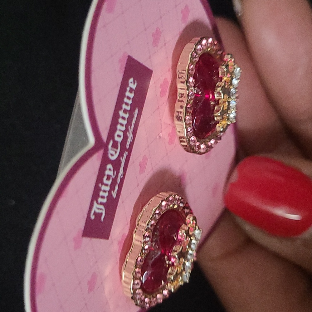 Juicy Couture Gold and Pink Heart Earrings - Picture 4 of 4